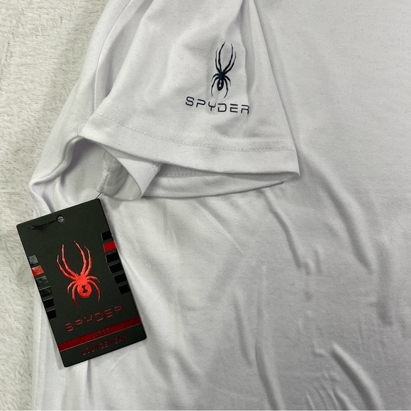 NWT Spyder Large Men's Spandex Soft Stretchy Athletic White Short Sleeve T Shirt - Picture 4 of 9